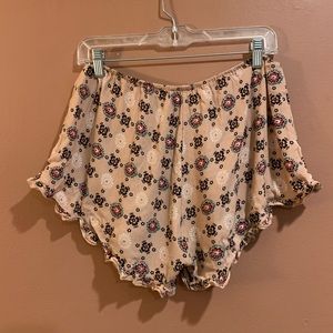 Adorable Light Pink Patterned Shorts with Ruffles